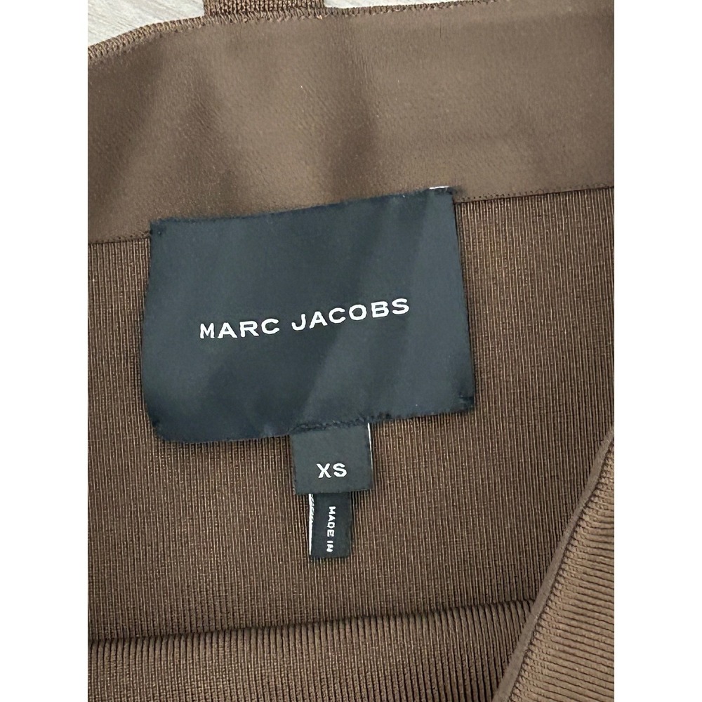 Marc Jacobs The Tube Skirt XS Chocolate Brown Viscose Knit Midi Logo N101V01RE21 - Picture 5 of 6